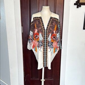 Rose and olive BohoCream Graphic Boxy Tunic with Oversized Sleeves